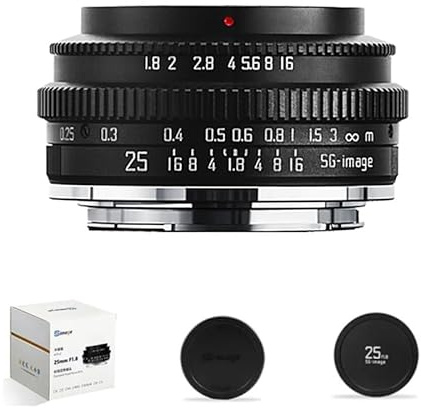 SGimage F1.8-objektiv, 25 mm, APS-C, vidvinkelobjektiv med EOS-RF-stöd, stor öppning, metallram, lätt vikt, 186 g