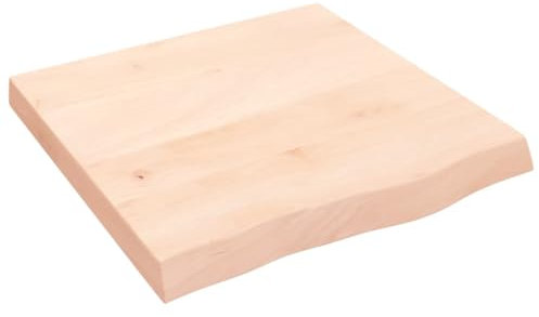 Makastle Waschtischplatte Holzbohlen Ideal für Aufsatzwaschbecken, Tischplatte Holzplatte Baumkanten-Platte für Heimwerker, Arbeitsplatten, 60x60x(2-6) cm Massivholz Unbehandelt