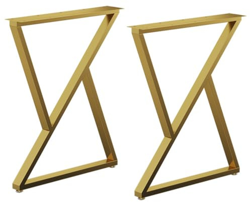 LRYELWA 2 Stück Tischbeine für Couchtisch Sitzbank,Möbelfüße Metall Tischgestell Tischkufen Vierkantrohr Tischuntergestell Möbelbeine für Esstisch,Schreibtisch,mit Schrauben (40cm x 60cm,Gold)