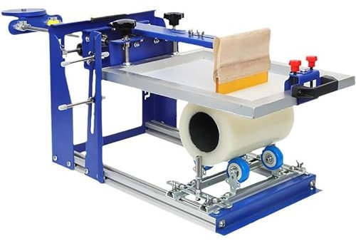 HYYKEJI Desktop Screen Printing Machine, Manual Curved Silk Screen Printing Press with Adjustable Lift, 3 Sets Of Rollers, for Base Bottles Diameter 170mm, Cylindrical/Conical Product