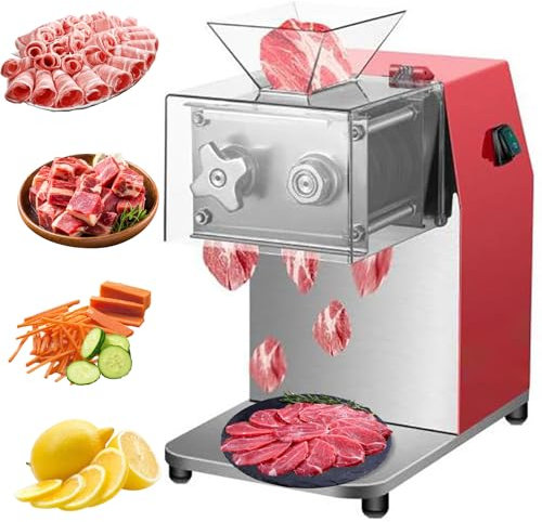 1100w Commercial Meat Cutter, 3.5mm Meat Cutting Machine, Meat Slicer Machine For Home, 250kg/h Meat Cleaver, Stainless Steel Restaurant Food Cutter For Kitchen Supermarket Lamb Beef Chicken
