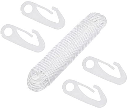 POPETPOP Flaggenmast Befestigungsset Outdoor Zubehör Mit 115 Nylonseil Durchmesser Und 4 Weißen PP Haken Für Fahnenmasten Und Flaggenmontage