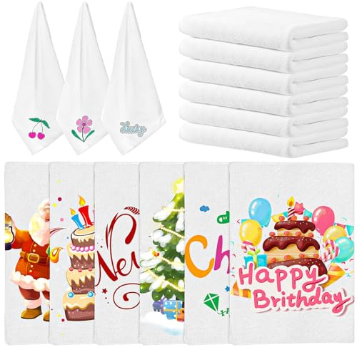 OJMHD 20 Pcs Sublimation Blank Tea Towels, 30 x 30 cm White Kitchen Towel | Bulk, Square, Microfiber, DIY, Customized, Personalized Hand Drying Towel for Bathroom Cleaning Washing Tableware Dish Face
