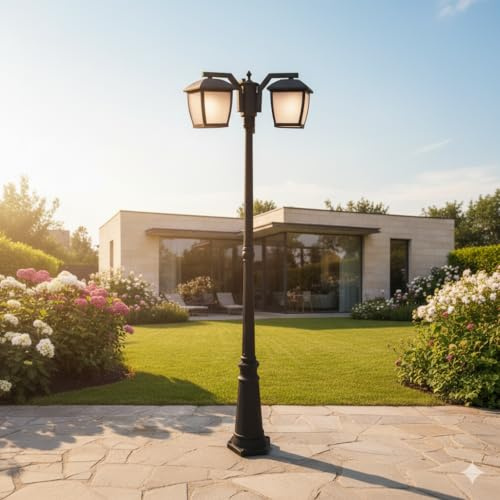 M Ledme - Farol Plus de Exterior Serie House – IP44 Impermeable, Casquillo E27, Lámpara de Pared Negra de Acero y Cristal para Jardín, Terraza o Entrada (Bombilla No Incluida)