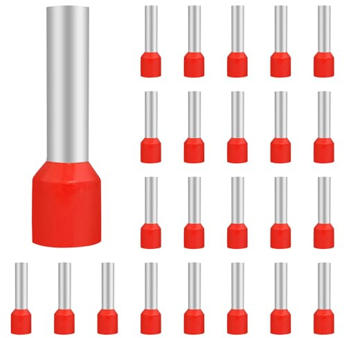 Lot de 200 Cosses à Sertir 10mm², Embouts de Câble en Cuivre Étainé isolé en PVC, pour Connexions en Électricité, Automobile, Industrie et Bricolage, Compatibles avec Pince à Sertir (18-10mm²)
