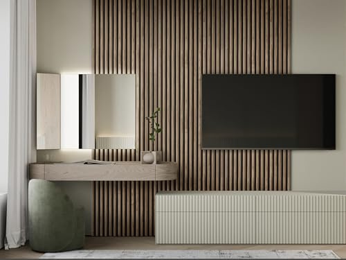 Fuse Acoustic Wooden Reeded Wall Panel in Walnut Effect, 2.4m x 0.6m