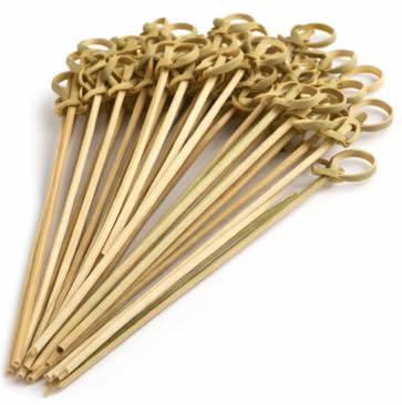 [1000 Count] Bamboo Knot Picks 4.75 Inch – Eco-Friendly Cocktail Skewers, Appetizer & Sandwich Toothpicks for Party Drinks, Garnishes, Catering, and Finger Foods