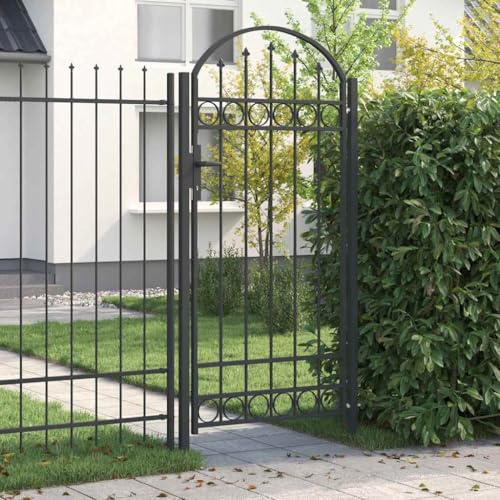 Doppelflügeltore Eingangstor,Zauntor Grau 100 x 250 cm Pulverbeschichteter Stahl für Terrasse Garten