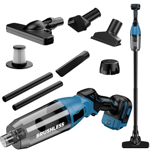 JIMACRO Aspirapolvere Portatile Senza Fili, 2 Marce Regolabili Aspiratore A Batteria Compatibile con Makita 18V, Aspirapolvere Manuale Auto con 4 Ugelli e Contenitore per Polvere Peli di Animali