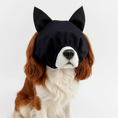 Colenumone Bonnet apaisant pour chien - Masque anti-anxiété - Cache-yeux pour chiens pour le toilettage et le mal de la voiture - Muselière en nylon respirant pour les voyages et les visites