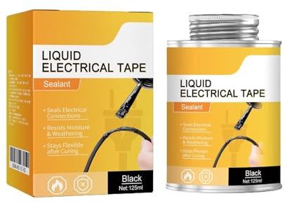Yelewy Cinta Aislante Líquida Negra,Pegamento Aislante Líquido Impermeable,Cinta Eléctrica Líquida Impermeable,Revestimiento de Goma para Reparación de Cables, Hilos y Conexiones Eléctricas,125 ml