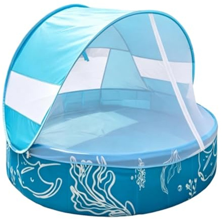 Piscine Da Bambini | Con tettuccio e rete, un giocattolo acquatico non gonfiabile,120 x 30 cm Piscina Pieghevole per Bambini | Per il gioco all'aperto in estate, spiaggia e viaggio