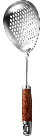 Schiumarola Da Cucina - Strumento Multiuso Per Il Drenaggio 'olio In Acciaio Inossidabile | Schiumarola Con Manico In Legno Per Cuochi Di Pollo Fritto