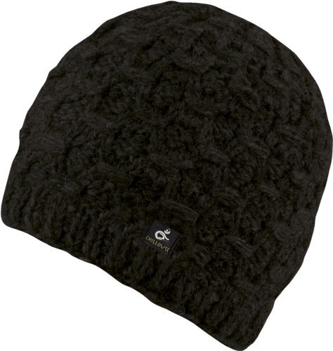 Maverick Hat - Schöne Strickmütze mit Bommel - Fleece Inside 100% Wolle - Handmade (Black)