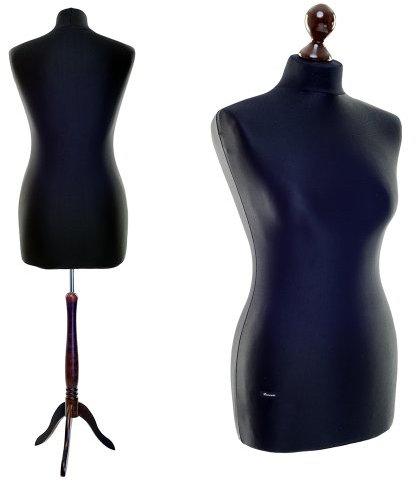 Schneiderpuppe LUCCESI / zum Probierpreis! / Größen S - XL (Female) / Torso Size: L (40-42) /Wechselbezug schwarz / Standfuss wenge (kolonial) | Damen - Schaufensterpuppe