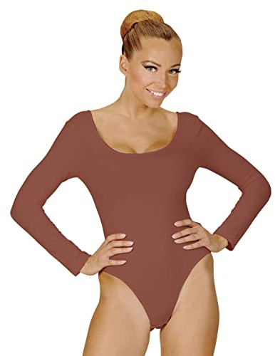 WIDMANN 04335 - Långärmad bodysuit för vuxen kvinna, karneval, dansare, fjärilar, temafester, storlek S/M, hudfärg