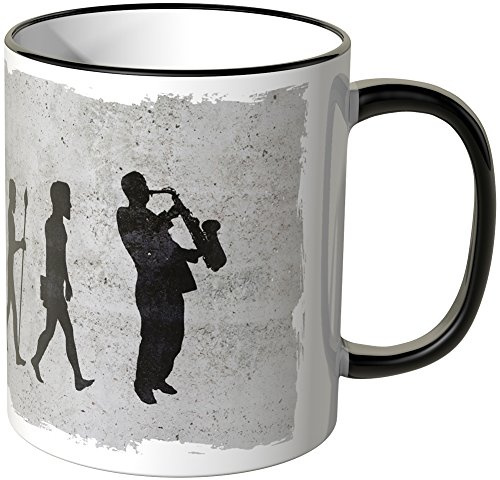 JUNIWORDS Tasse - Evolution Saxophon - Keramik - Schwarz - 0,3 l