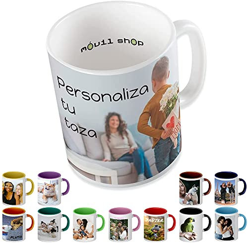Movilshop Taza Personalizada 350ml - Personaliza Tu Taza Con Foto y Texto Imagen de Cerámica con Familiares, Amigos, niños - Regalo Original para empezar el día Tomando Café Cargadito o té.