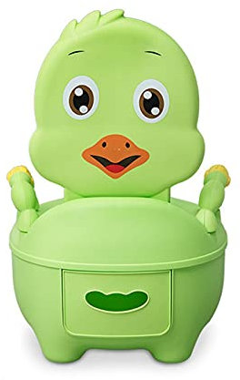 Cartoon Huhn-Töpfchen für Kinder beweglich Baby-Töpfchen-Toilettenstraining-Sitzkind-Töpfchen-Trainer □ Weiche Kissen Kinder Babytiefstuhl (Farbe: Grün, Rosa, gelb) (Color : Green)