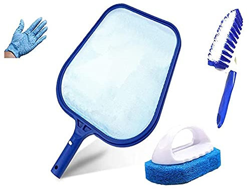 SUNNEE Hot Tub Cleaning Kit Accessories Contain Pool Net, Paddling Pool Brush and Scrubber Pad, with a Cleaning Gloves, All in 1 (4 in 1)