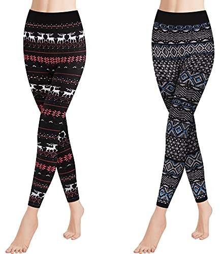 Libella Leggings Invernali Leggings Termici Skinny Pantaloni da Corsa Norvegese con Motivi Natalizi Teddy Interno in Pile Donne/Ragazze 4145 VA