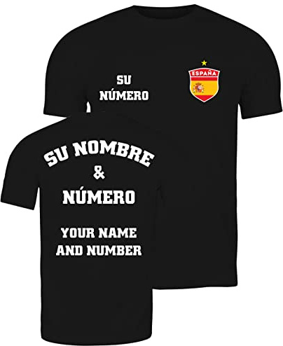 lepni.me Spanien fotbollströjor för män - Ditt namn och nummer - gåvor i fotbolls-EM eller VM 2022 (L Schwarz Flerfärgad)