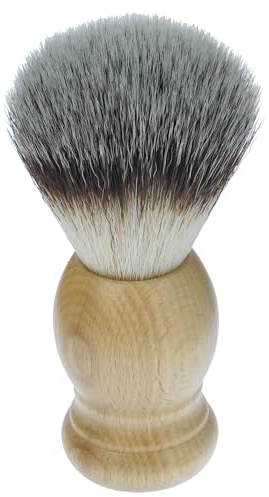 Kunsthaar Rasierpinsel Vegan mit hellem Buchenholz Griff | Synthetisch, Shaving Brush Fantasia
