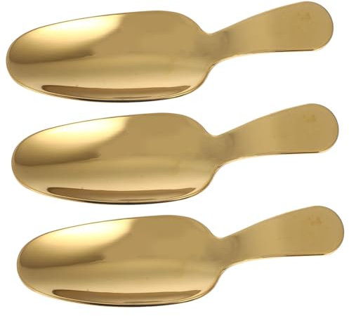 3 Stück Edelstahl mit kurzem Griff, multifunktionale Dessertschaufeln, Eisportionierer, goldene Kugeln, 9 cm