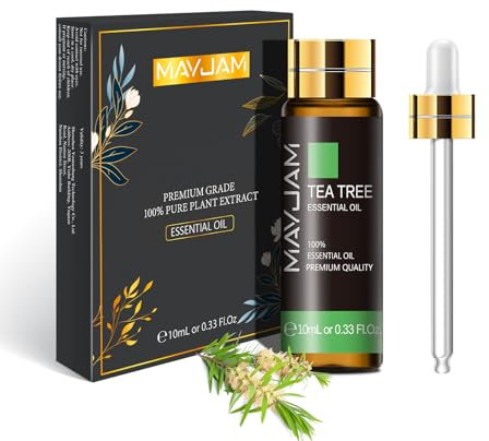 MAYJAM Tea Tree Essential Oil 10ML - Pure, Undiluted - Premium Quality Essential Oils with Glass Dropper - for Diffuser and DIY Candle Making