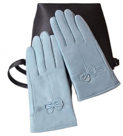 Ealafee 2019 Women Leather Gloves Winter Warm Real Lambskin Lined Driving Gloves, #0-off White, One Size