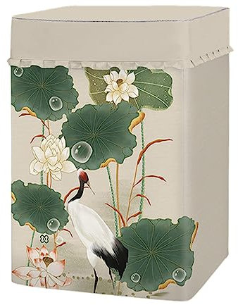 Odot Classic Washing Machine Cover Top Load Waterproof Dustproof Washer Machine Dryer Protector Sunscreen Washer Dryer Cover for Most Top Load Washer Dryer (Crane,L capacity 6.8-8kg)