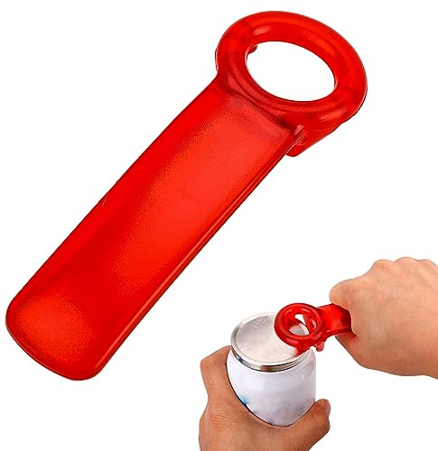 Abrelatas Manual, Abridor de Tarros de Conserva, Abridor de Tapas de Tarros, Abrelatas para Ancianos, Niños, Mujeres, Manos Débiles (Rojo)
