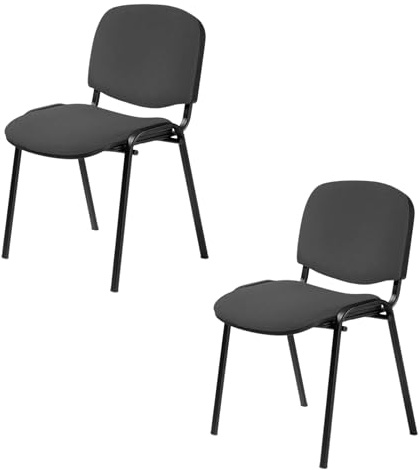 Topsit Set di 2 sedie per visitatori ISO, comode sedie da conferenza, impilabili, con seduta e schienale imbottiti, CLA00006 (Antrazit)