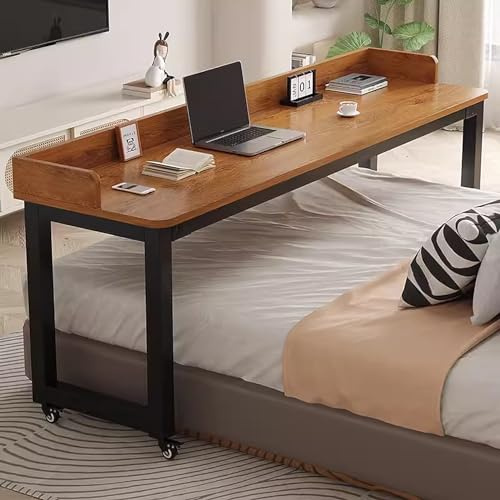 Tavolo Sotto Il Letto, Carrello Sotto Il Letto, Ampia Scrivania da Studio, Scrivania ad Angolo, Mobile Studio Porta PC con Ruote, Tastiera Scorrevole Postazioni da Lavoro