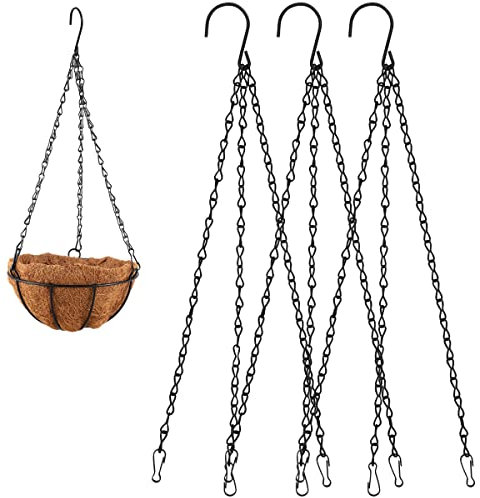 Dibotell Lot de 3 chaînes suspendues avec crochets, réglables en métal pour suspensions de fleurs, suspensions de plantes, cages à oiseaux, lanternes - Chaîne de rechange pour suspendre des pots de