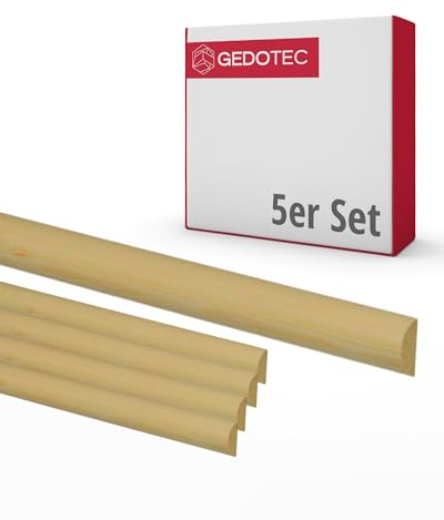 Gedotec Halbrundstab - Holzbretter zum bauen und basteln aus Nadel-Holz 100 cm | 5 Stück 28 mm | BASIC | vielseitige Zierleiste und Holz zum Basteln von verschiedenen Objekten | Holzleisten