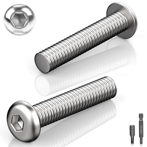 70 Stück Schrauben M6x10 Linsenkopfschrauben Edelstahlschrauben Flachkopfschrauben Rundkopfschrauben Sechskantschrauben Gewindeschrauben Senkkopfschrauben mit 2 Pcs H2.5 Innensechskant-Bits(Silber)