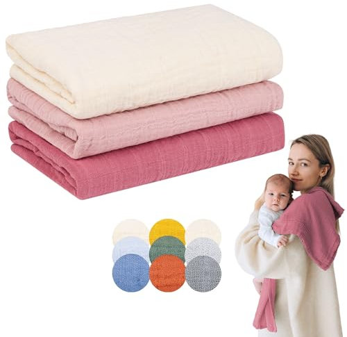 furora BABY Mulltücher Baby 80x80 cm XL groß | super Soft Musselin, Bio-Baumwolle, Oeko-TEX 100: schadstofffrei | Musselintücher Baby Spucktücher Mullwindeln, Mädchen, Junge, Neugeborene