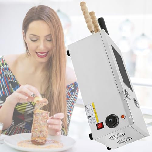 Horno De Chimenea EléCtrico Comercial Para Tartas Con 2 Rodillos, MáQuina HúNgara Para Hacer Cake Pops Y Parrilla Para Hacer Conos De Helado,220V