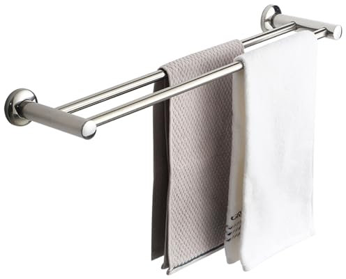 Barre porte-serviettes double de 50,8 cm en acier inoxydable avec vis, double porte-serviettes poli pour salle de bain