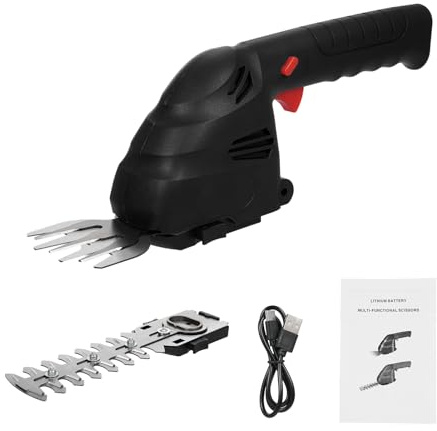 Tagliasiepi Senza Fili, Tagliasiepi 1350 Giri/min Tagliaerba Elettrico Portatile con Batteria da 2.0 Ah, Cesoia per Erba per Giardino Prato (Senza asta di prolunga)