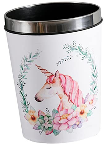 DECHOUS 12l Bin Waste Paper Container Reusable Cartoon Household Waste Bin with Leather and Pvc Material for Home and Office Use