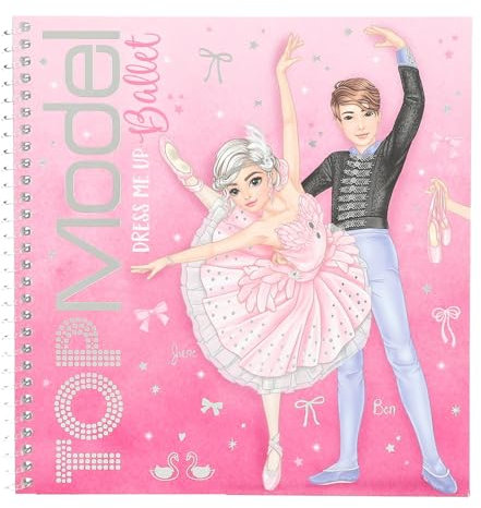 Depesche 13611 TOPModel Ballet – Dress Me Up Stickerbok med 24 sidor förtryckta ballerinamotiv för egendesign, inkl. 11 klistermärkesark