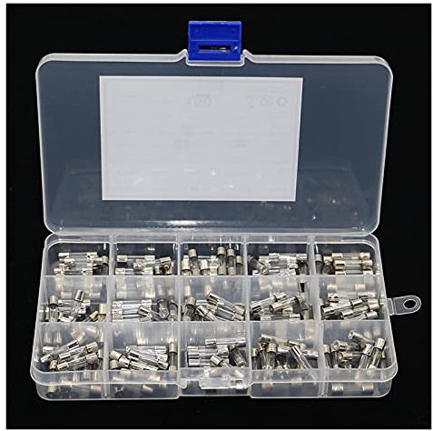 ULBTLUOYV 150 Stück 5 x 20 mm flinke Glassicherungen, sortiertes Set, 0,1 A, 0,2 A, 0,5 A, 1 A, 2 A, 3 A, 4 A, 5 A, 6 A, 8 A, 10 A, 15 A, 20 A, 25 A, 30 A