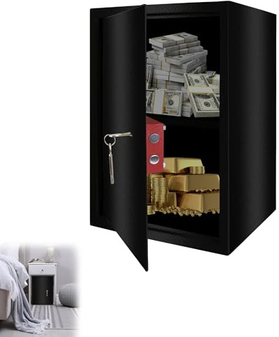 YRHome Cassaforte per mobili, cassaforte XL, 35 x 31 x 50 cm, con 2 serrature e viti di fissaggio, colore nero