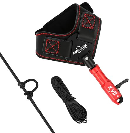 surwolf K7 Bogenschießen Release Aids, Bogenauslöser Trigger,Bogen Release Sehnenauslöser,Verstellbare Handschlaufe für Compoundbogen-Jagd