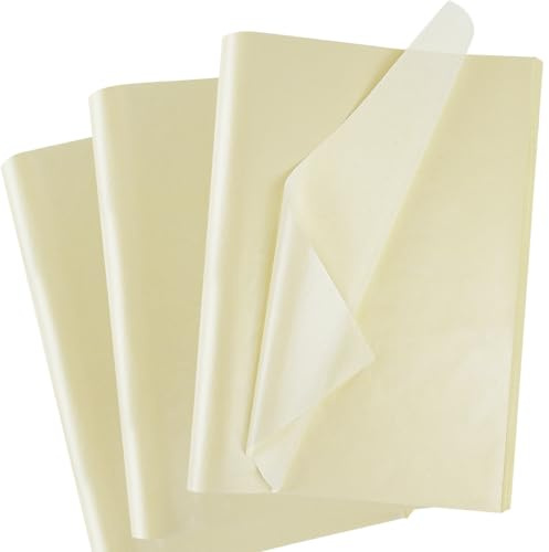 Creme Seidenpapier für Geschenktüten, 60 Blatt Seidenpapier Verpackungsmaterial, schimmerndes Seidenpapier Geschenkpapier mit Perlmutt, Glänzendes Transparentpapier für Geburtstage, 50 x 35 cm