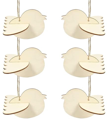 NAUZE 6Pieces Wooden Christmas Robin Tree Decorations Small Animal Ornament Cute Festive DIY Bird Craft for Bird Statue Shelf Decor BFF Gifts
