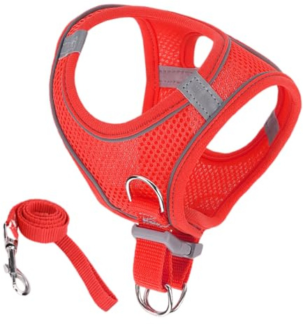 Manhegari Arnés para gatos Anti-escape | Chaqueta de malla suave con bandas reflectantes seguras - Arnés para collares de gatos talla S M L para senderismo viaje al aire libre