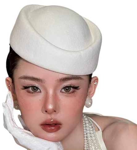 Cappello da donna vintage classico in feltro - Design traspirante e leggero per attività all'aperto, matrimoni, feste | Elegante copricapo da donna alla moda, bianco, 6 7/8/7 1/8